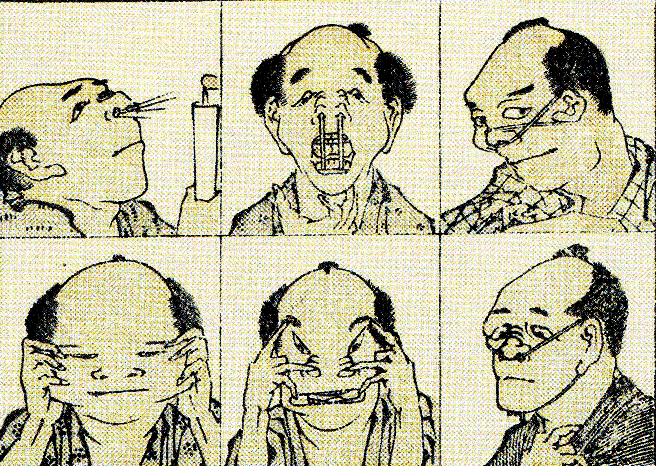 Hokusai face caricatures