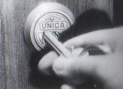 The "Unica" lock to the basement in Notorious